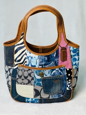 Vintage Coach Ergo Denim Patchwork Hobo Style Bag